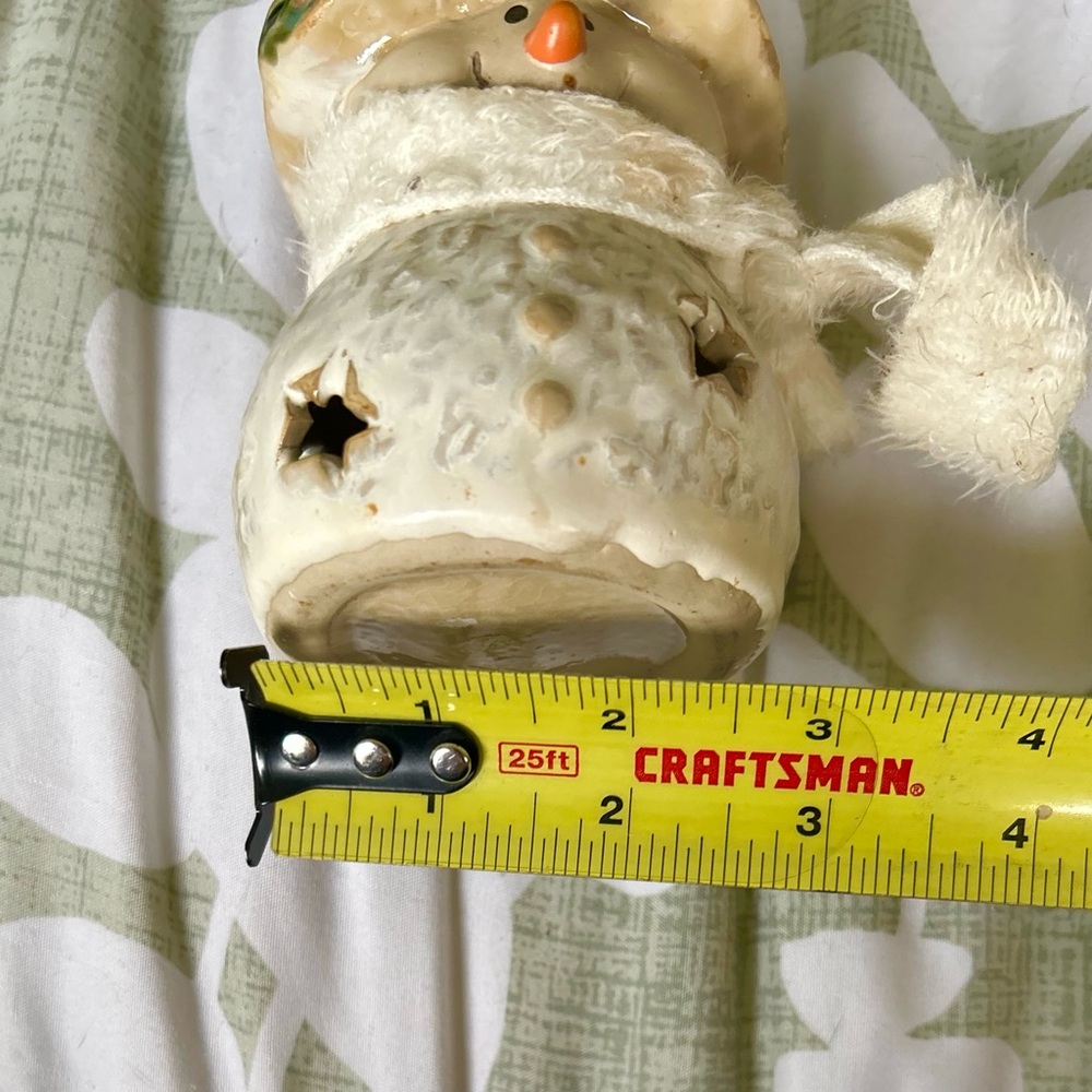 Vintage Snowman Winter Seasonal Festive Pottery Ceramic Tealight Candle Holder - Picture 12 of 12